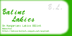balint lakics business card